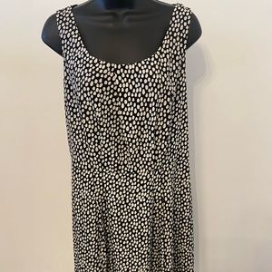 Ann Taylor Loft Sleeveless Sheath Dress Size 8 Black White Polka Dot
